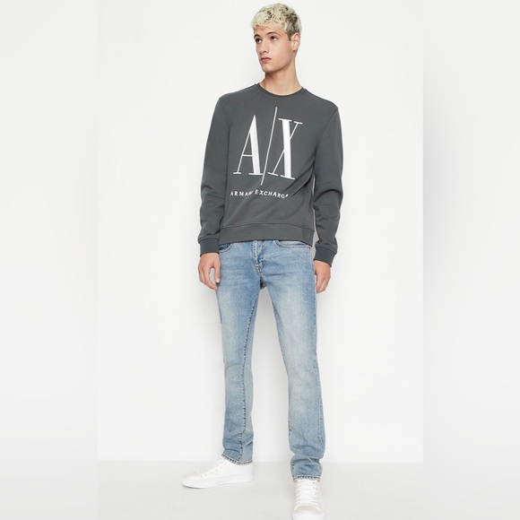 ARMANI EXCHANGE ICON LOGO CREW NECK SWEATSHIRT (DARK GRAY) - Picture 3 of 5